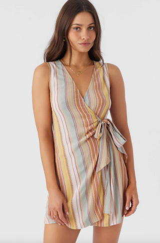 MAIZIE STRIPE WRAP DRESS (MUL)