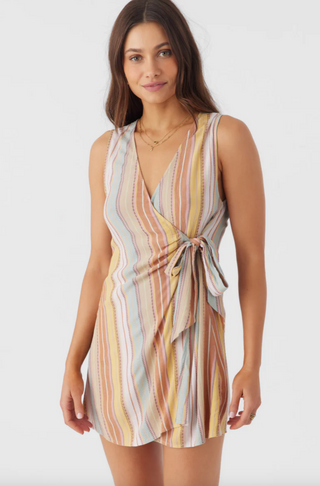 MAIZIE STRIPE WRAP DRESS (MUL)