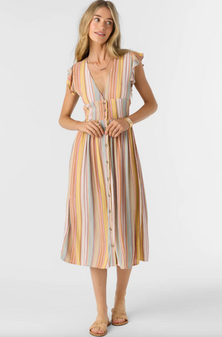 RAINEY STRIPE MIDI DRESS (MUL)