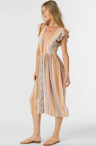 RAINEY STRIPE MIDI DRESS (MUL)