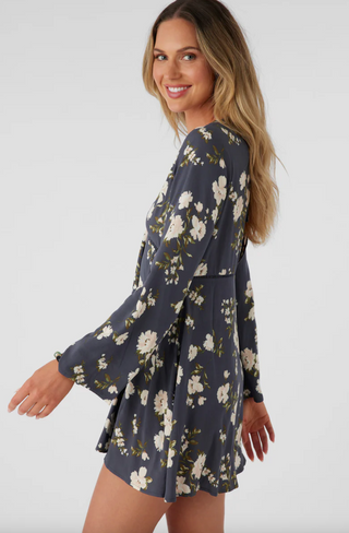 STEVIE KENDRA FLORAL LONG SLEEVE MINI DRESS (CHA)