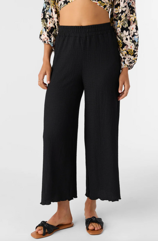 BRIDGETTE TEXTURED KNIT PULL-ON CROPPED PANTS (BLK)