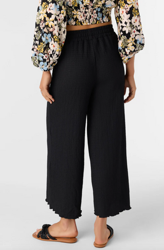 BRIDGETTE TEXTURED KNIT PULL-ON CROPPED PANTS (BLK)