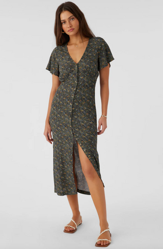 RAYNEY AVA DITSY BUTTON FRONT MIDI DRESS (MUL)