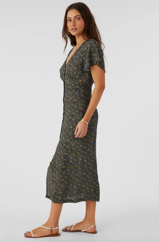 RAYNEY AVA DITSY BUTTON FRONT MIDI DRESS (MUL)