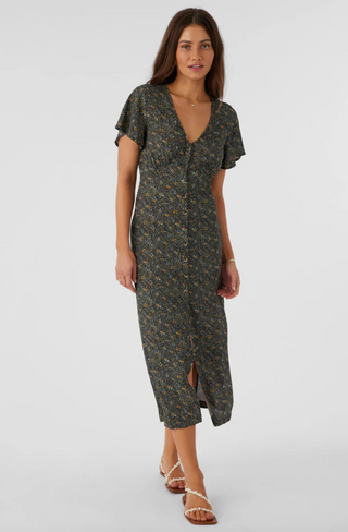 RAYNEY AVA DITSY BUTTON FRONT MIDI DRESS (MUL)