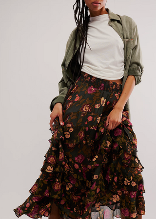 LOLITA MAXI SKIRT (Wash Black Combo)