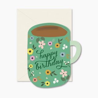 Birthday Coffee Mug Die-Cut Greeting Card