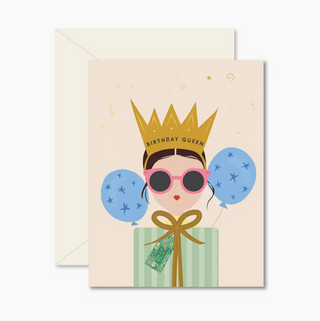 Birthday Queen Brunette Greeting Card