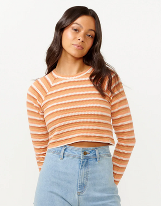 Bobbi Stripe Long Sleeve Tee (Peach)