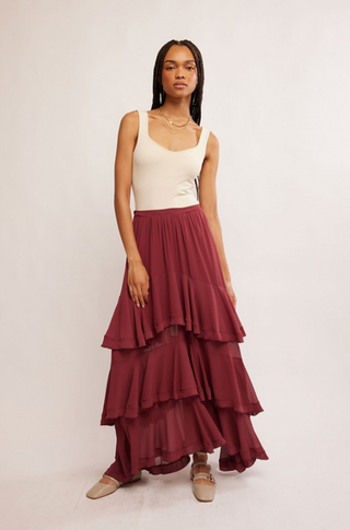 CLEMENTINE MAXI SKIRT (Aged Red) ONLINE EXCLUSIVE