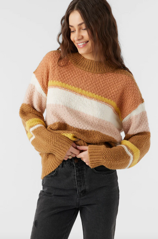 BILLIE STRIPE MOCKNECK OVERSIZED SWEATER (TBB) ONLINE EXCLUSIVE