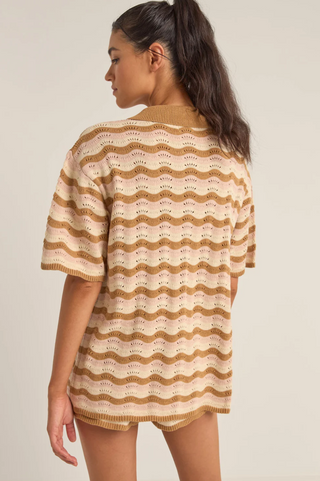 Aries Short Sleeve Stripe Knit Shirt (Natural)