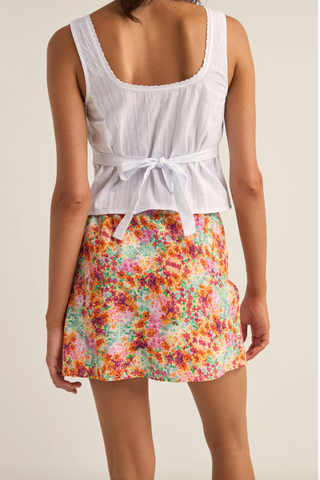 Sierra Floral Bias Cut Mini Skirt (Orange)