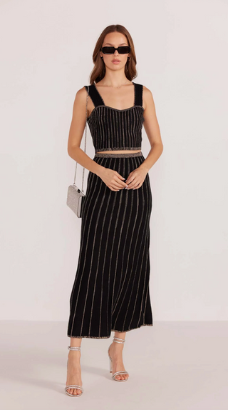 Celia Lurex Stripe Crop Top (Blk/Champagne)