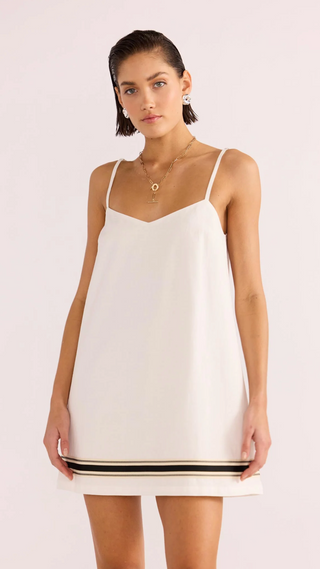 Briar Trim Mini Dress (White/Black)