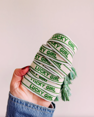 lucky girl embroidered bracelet
