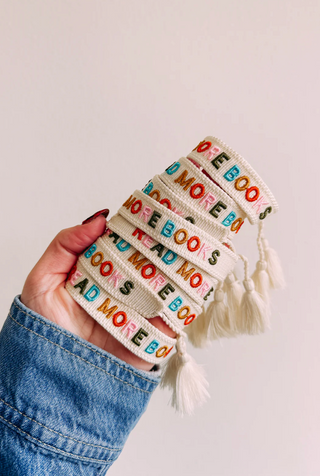 read more books embroidered bracelet