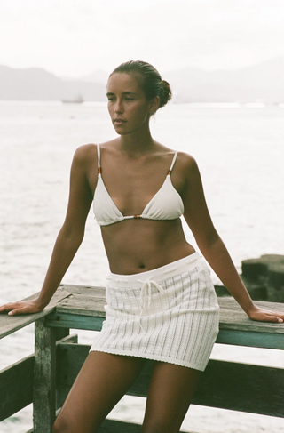 Scallop Knit Mini Skirt (Cream)