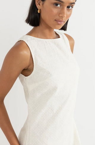 Porto Eyelet Mini Dress (Natural)