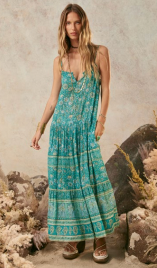 SPELL ELYSIAN MOON Elysian Strappy Maxi Dress (Jade) ONLINE EXCLUSIVE