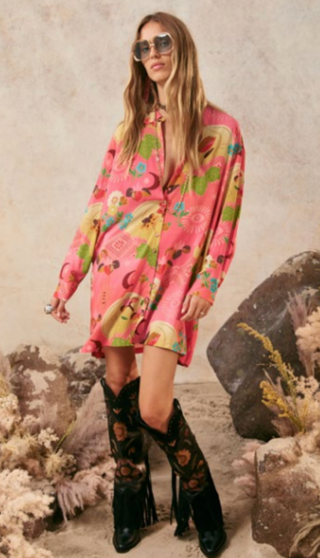 SPELL ELYSIAN MOON Libertine Shirt Dress (Cayenne)
