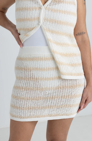 sol stripe knit mini skirt (wht)