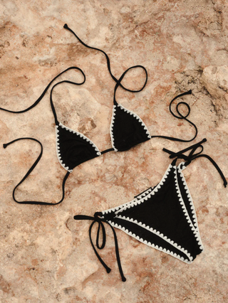 ZAHRA STITCH TIE-SIDE BOTTOM (Black/Cream)
