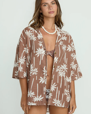 Beach Side Printed Short Sleeve Shirt (Nutmeg)
