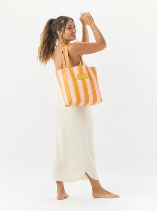 Reversible Tote Market Stripe (Hey Girl on Hot Mustard)