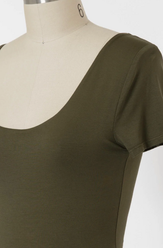 Swoop Neck Bodysuit (Olive)