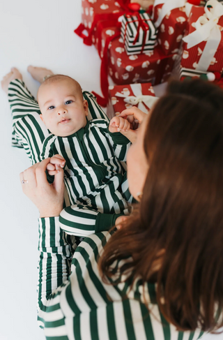 Green Stripe Zipper Romper
