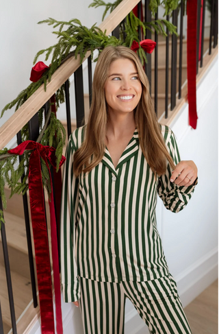 Green Stripe Womens Set