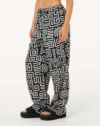 Sunset Luau Wide Leg Pants (Black/Off White) ONLINE EXCLUSIVE