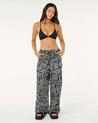 Sunset Luau Wide Leg Pants (Black/Off White) ONLINE EXCLUSIVE
