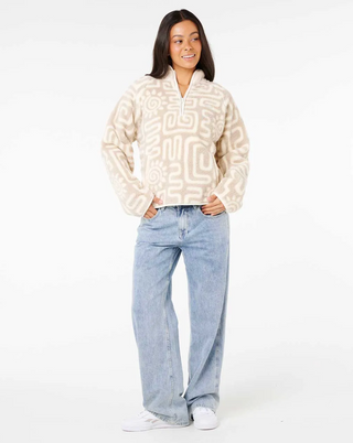 Sunset Luau 1/4 Zip Polar Fleece (Bone) ONLINE EXCLUSIVE