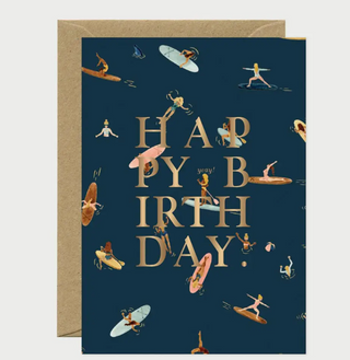 Gold Happy Bday Paddle Card