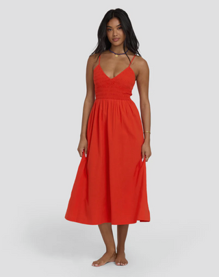 Such A Trip Midi Dress (Red Aloha)