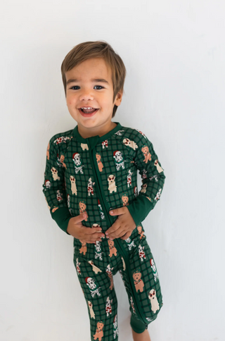 Christmas Pups Zipper Romper