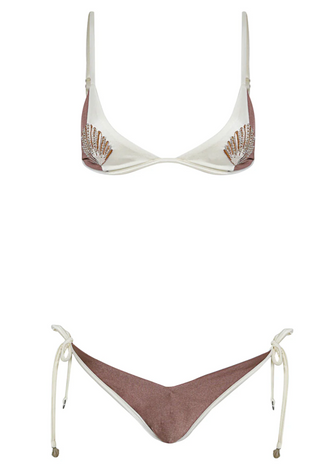 Mocha Pearl Dreamscape Low Rise Single Strap Bikini Bottom