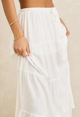 classic tiered maxi skirt (WHT) ONLINE EXCLUSIVE