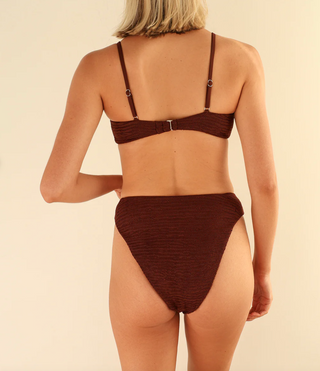 Zen Knotted Triangle Bikini Top (Mocha Crinkle)