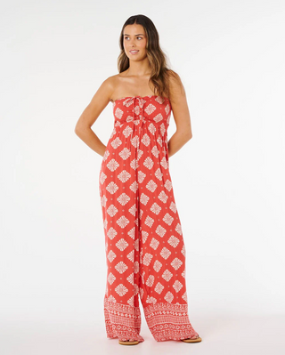 VENTURA SHIRRED JUMPSUIT (Red)