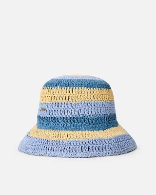 Crochet Bucket Hat (Blue/Natural)