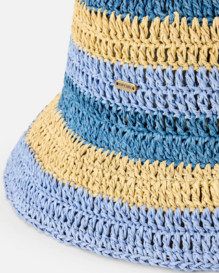 Crochet Bucket Hat (Blue/Natural)