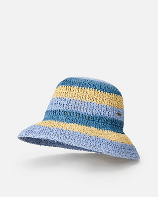 Crochet Bucket Hat (Blue/Natural)
