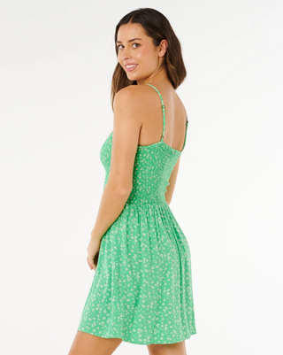Surf Side Shirred Dress (Light Green)