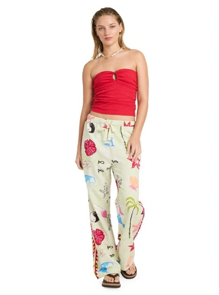 Lottie Hall Elastic Waist Linen Pants (Sunny Lime)