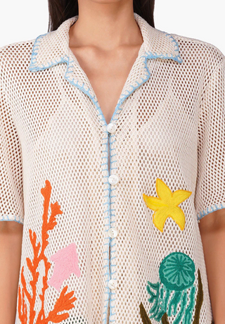 Ocean Multi Thread Embroidered Shirt