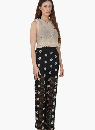 Talia Crochet Fringe Embellished Top